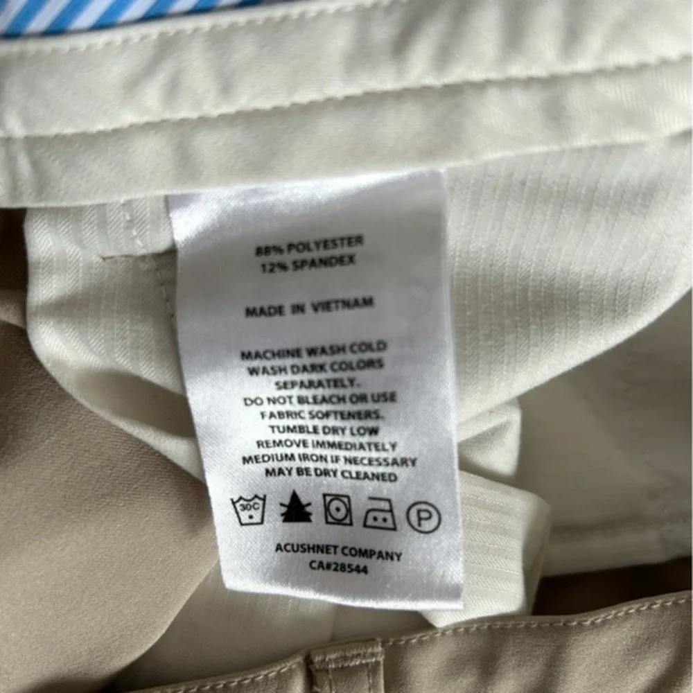 FootJoy Mens‎ Pants Beige 35x32 Stretch Polyester Chino Golf Flat Front Pants